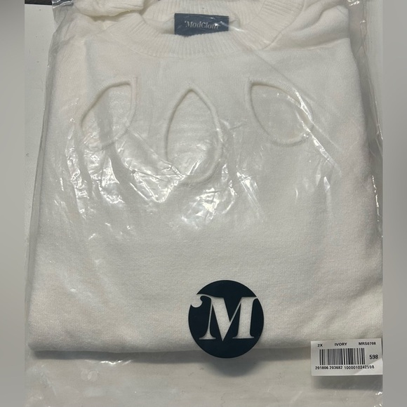 NWT MODCLOTH SLICE OF LIFE IVORY SWEATER Sz. 3X - Picture 7 of 9